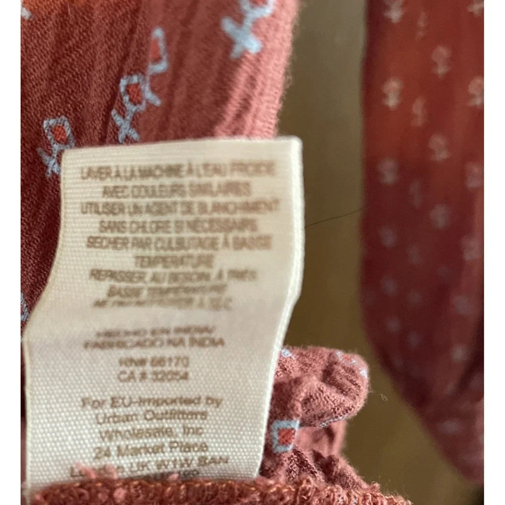 Free People Burnt Orange Long Sleeve 1/2 Button-up‎ Tunic Women's size XS